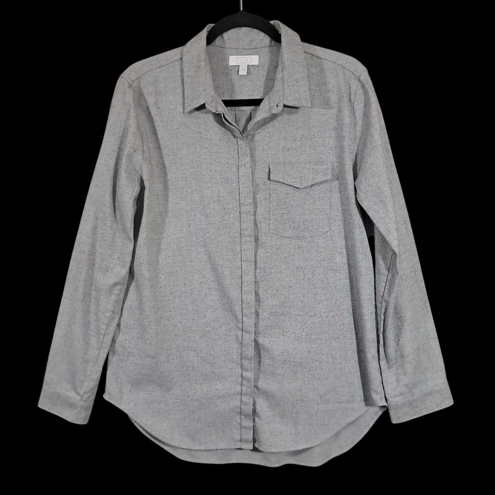 AYR Brushed Twill  Button‎ Up Shirt Size Large Long Sleeve Gray  Classic Preppy